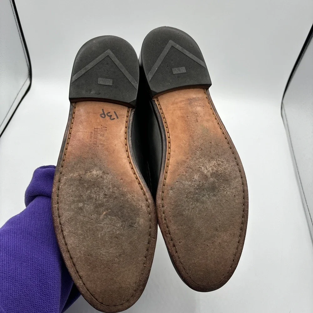 Allen Edmonds‎ Black Brown Braided Newcomb Leather Loafers Men's 12 D